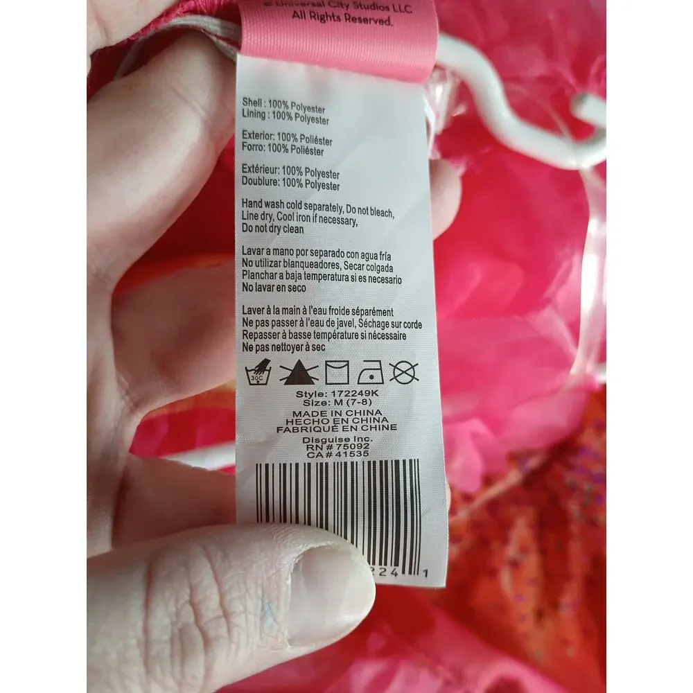 Wicked Glinda Ball Gown Costume Kids Medium (7-8) Dress Oz Dust Pink Orange NWOT